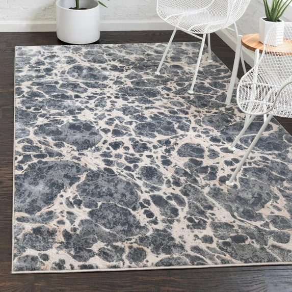 Unique Loom Oasis Collection Area Rug - Breeze (4' x 6' Rectangle Gray/Ivory)