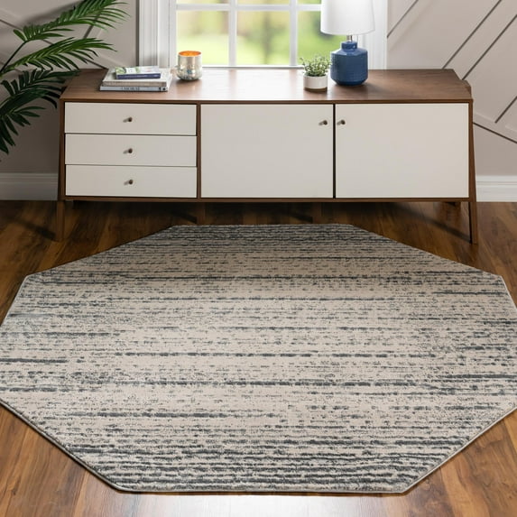 Unique Loom Oasis Collection Area Rug - Calm (6' Octagon Cream/Ivory)