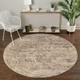 thumbnail image 1 of Unique Loom Oasis Collection Area Rug - Wave (4' Round Brown/Beige), 1 of 6