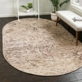 thumbnail image 1 of Unique Loom Oasis Collection Area Rug - Wave (5' x 8' Oval Brown/Beige), 1 of 6