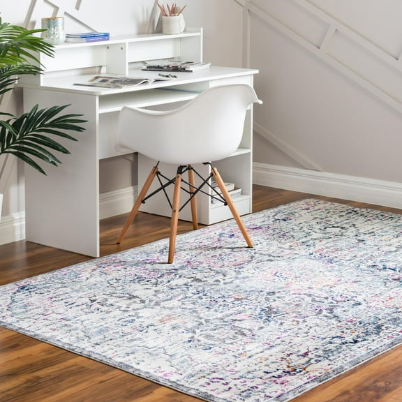 Unique Loom Budapest Collection Area Rug - Obuda (4' 1" x 5' 11" Rectangle Gray/Ivory)