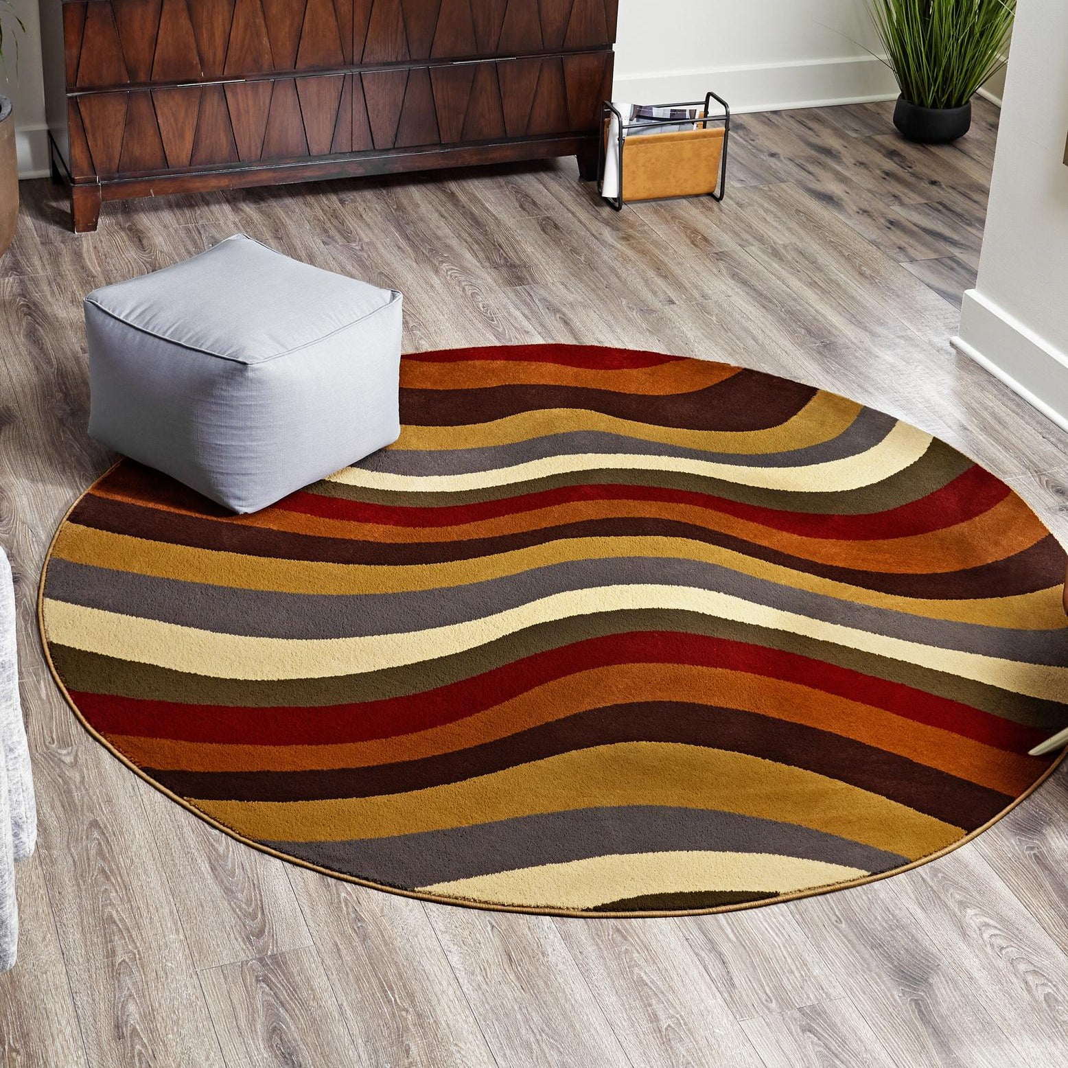Unique Loom Cafe Collection Area Rug - Odacio (6' Round Multi/Brown ...