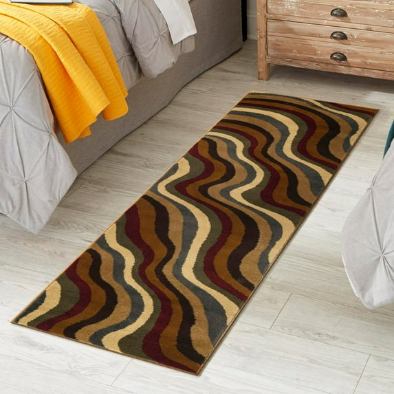 Unique Loom Cafe Collection Area Rug - Odacio (2' x 6' Runner Multi/Brown)