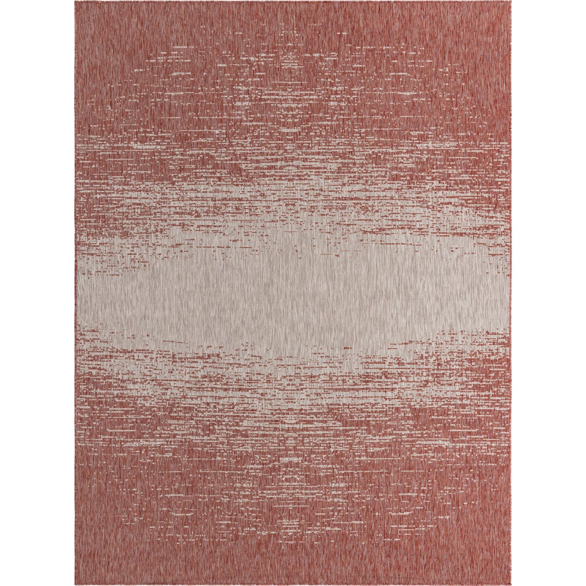 Unique Loom Ombre Indoor/Outdoor Modern Rug Rust Red/Gray 9' x 12