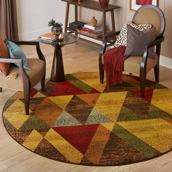 Unique Loom Cafe Collection Area Rug - Orafio (3' 3" Round Multi/Brown)
