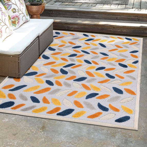 Unique Loom Aruba Outdoor Collection Area Rug - Oranjestad (2' x 3' Rectangle Gray/Ivory)