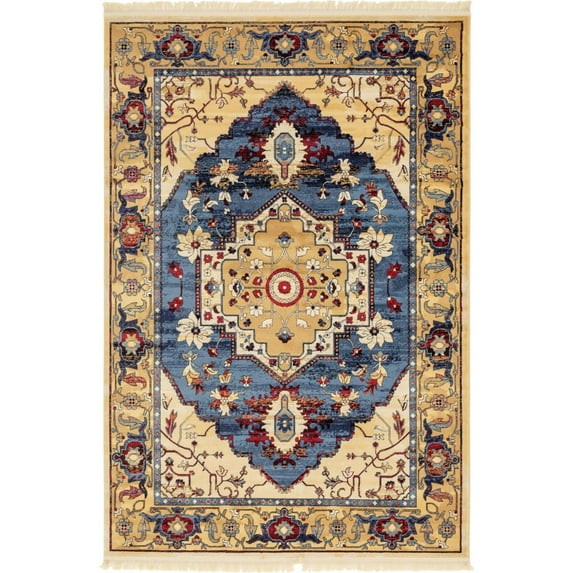 Unique Loom Oriental Transitional Area Rug, Blue/Beige/Red, 108" x 72"