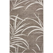 Unique Loom Orlando Indoor/Outdoor Botanical Rug Brown/Beige 5' x 8' Rectangle Floral / Botanical Tropical Perfect For Patio Deck Garage Entryway