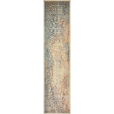 Unique Loom Oslo Collection Area Rug - Nordhavn (3' x 13' 1" Runner Beige/Blue)