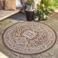 thumbnail image 1 of Unique Loom Outdoor Aztec Collection Area Rug - Chalca (10' Round Brown/Ivory), 1 of 7