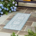 thumbnail image 1 of Unique Loom Outdoor Aztec Collection Area Rug - Chalca (2' 7" x 12' Runner Aqua/Ivory), 1 of 7