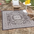 thumbnail image 1 of Unique Loom Outdoor Aztec Collection Area Rug - Chalca (5' 3" Square Charcoal Gray/Ivory), 1 of 7