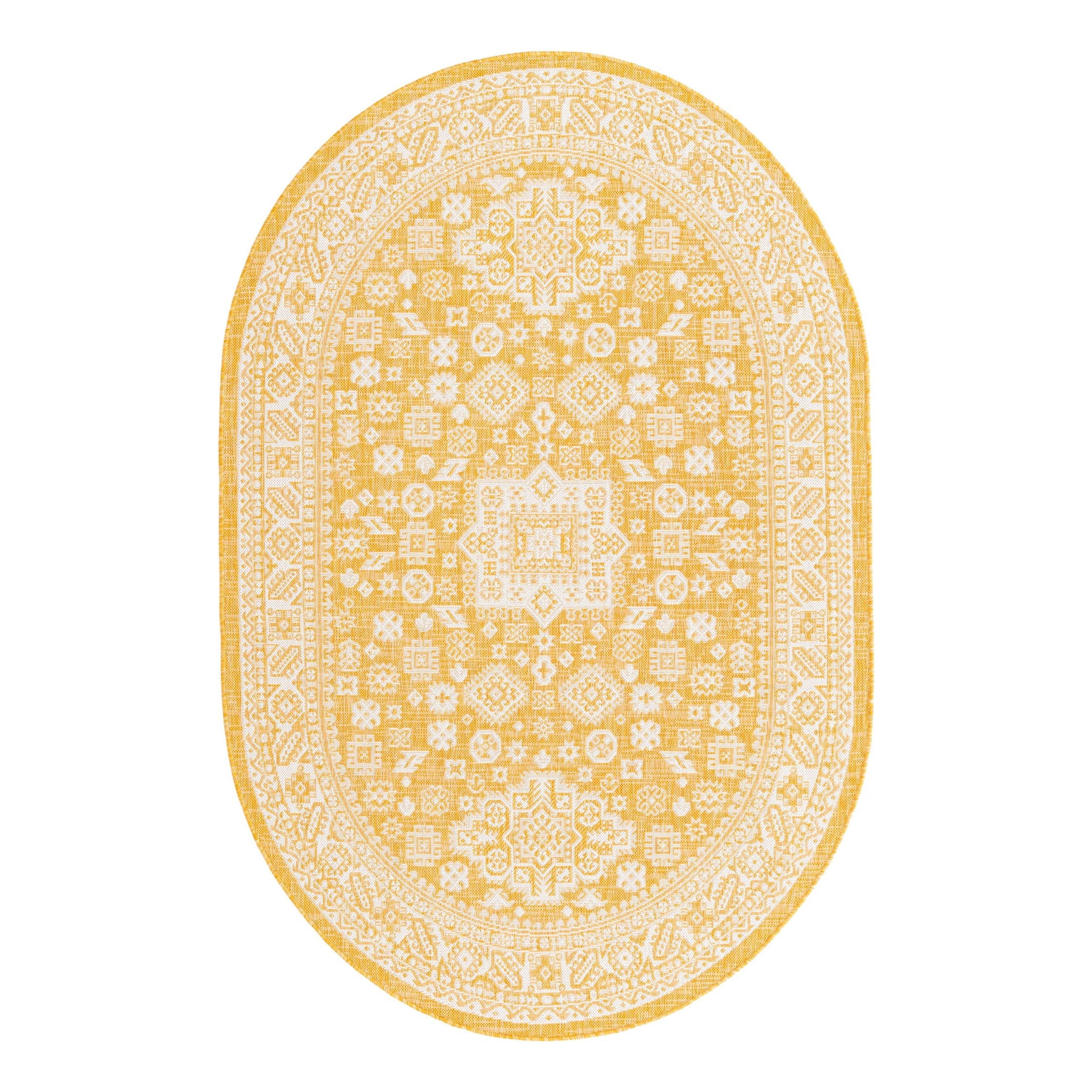 Yellow Aztec Rug Unique Loom Outdoor Aztec Collection Area Rug - Chalca (5' 3