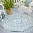 thumbnail image 1 of Unique Loom Outdoor Aztec Collection Area Rug - Chalca (7' 10" Octagon Aqua/Ivory), 1 of 7