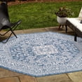thumbnail image 1 of Unique Loom Outdoor Aztec Collection Area Rug - Chalca (7' 10" Octagon Blue/Ivory), 1 of 6