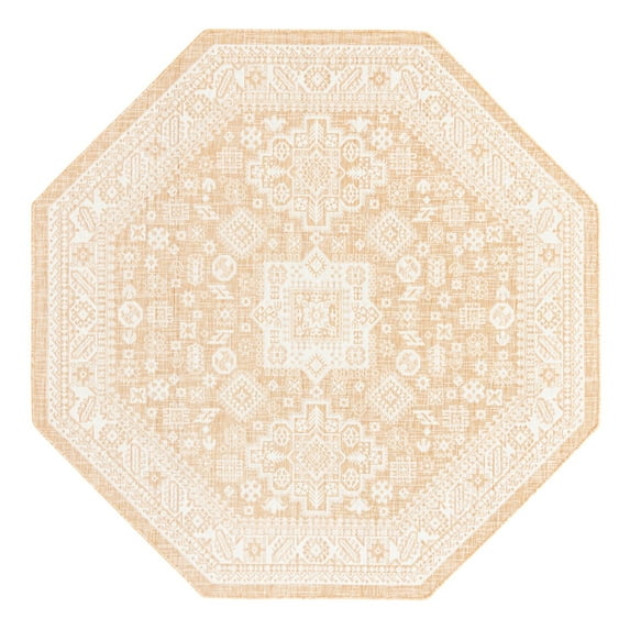 Unique Loom Outdoor Aztec Collection Area Rug - Chalca (7' 10" Octagon Natural/Ivory)