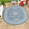 thumbnail image 1 of Unique Loom Outdoor Aztec Collection Area Rug - Chalca (7' 10" x 10' Oval Blue/Ivory), 1 of 6
