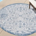thumbnail image 1 of Unique Loom Outdoor Aztec Collection Area Rug - Coba (3' 3" Round Blue/Ivory), 1 of 7