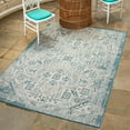 thumbnail image 1 of Unique Loom Outdoor Aztec Collection Area Rug - Coba (4' x 6' Rectangle Teal/Ivory), 1 of 7