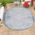 thumbnail image 1 of Unique Loom Outdoor Aztec Collection Area Rug - Coba (5' 3" x 7' 10" Oval Blue/Ivory), 1 of 6