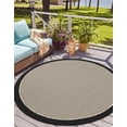 thumbnail image 1 of Unique Loom Outdoor Border Collection Area Rug - Frame (3' 1" Round Black/Ivory), 1 of 9