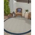 thumbnail image 1 of Unique Loom Outdoor Border Collection Area Rug - Frame (5' 1" Round Navy Blue/Ivory), 1 of 9