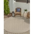 thumbnail image 1 of Unique Loom Outdoor Border Collection Area Rug - Outline (7' 10" Round Beige/Ivory), 1 of 9