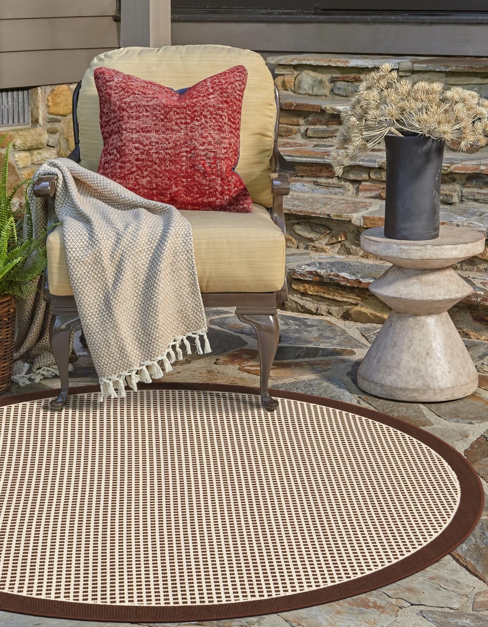 Unique Loom Outdoor Border Collection Area Rug - Frame (7' 10