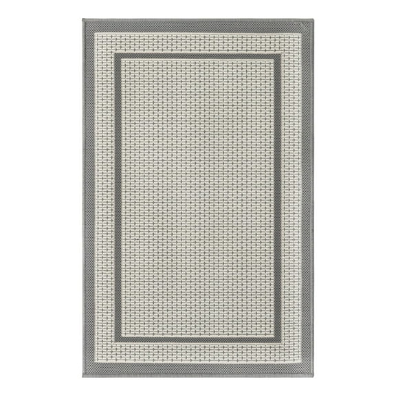 Unique Loom Outdoor Border Collection Area Rug - Border (2' 2" x 3' 1" Rectangle Gray/Silver)