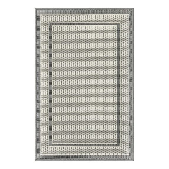 Unique Loom Outdoor Border Collection Area Rug - Border (2' 2" x 3' 1" Rectangle Gray/Silver)