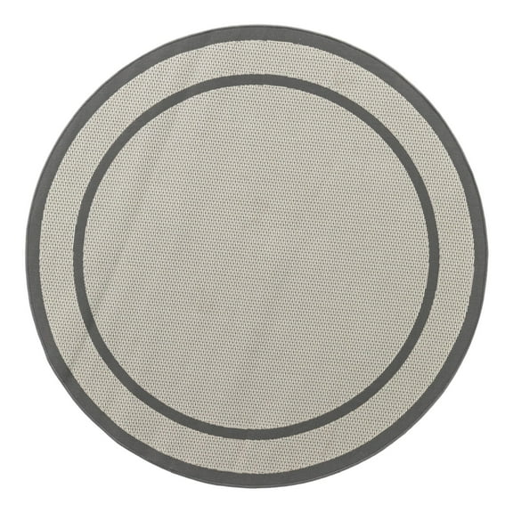 Unique Loom Outdoor Border Collection Area Rug - Border (6' 1" Round Gray/Silver)