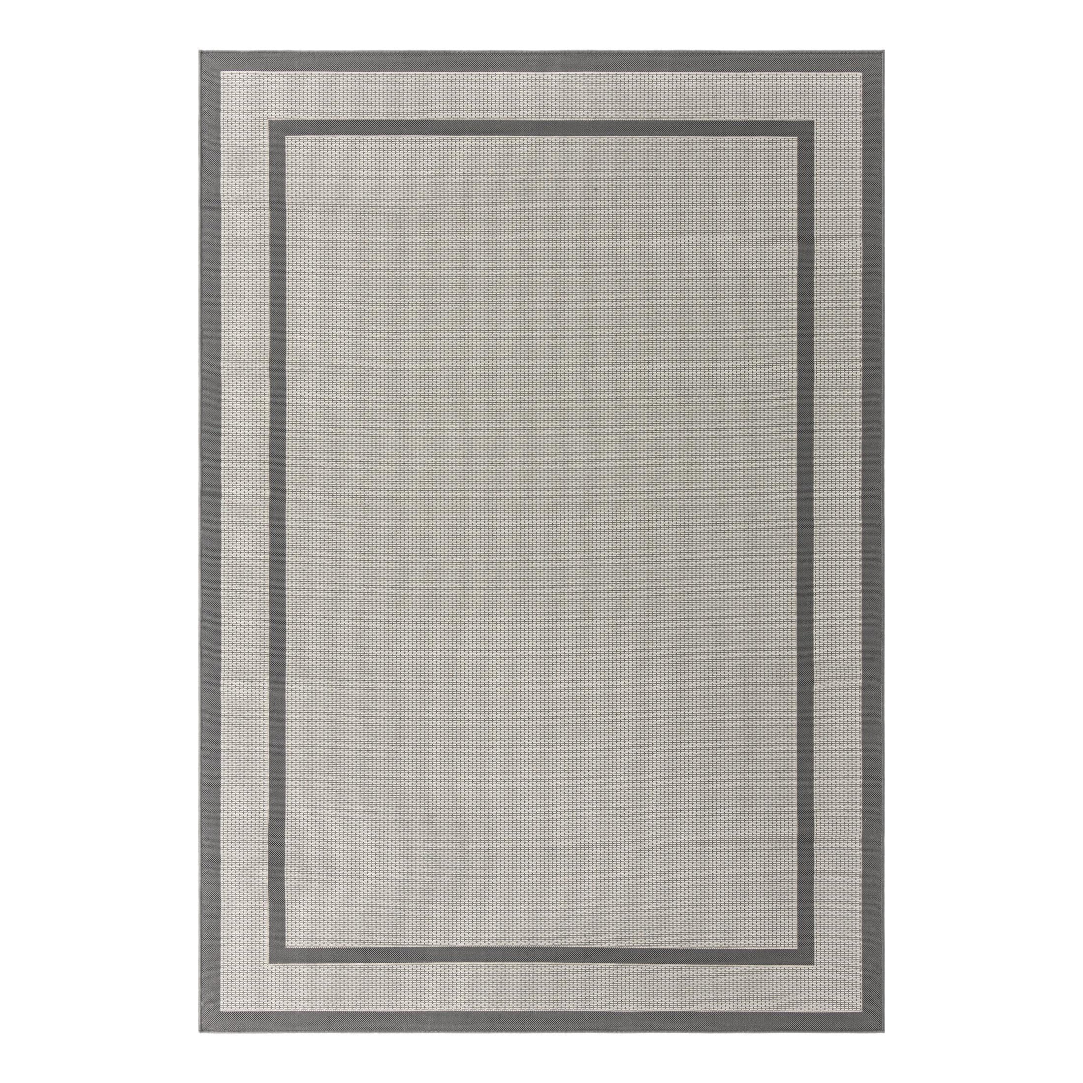 Reversible Easy-Care Gray Synthetic Outdoor Rug 7' x 10'