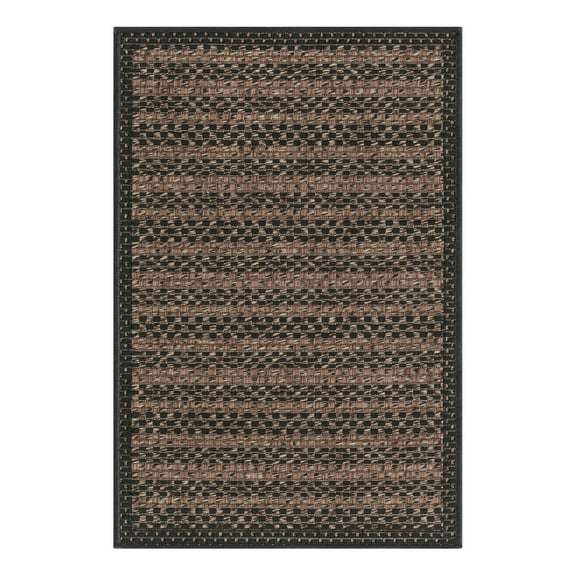 Unique Loom Outdoor Border Collection Area Rug - Checkered (2' 2" x 3' 1" Rectangle Brown/Black)