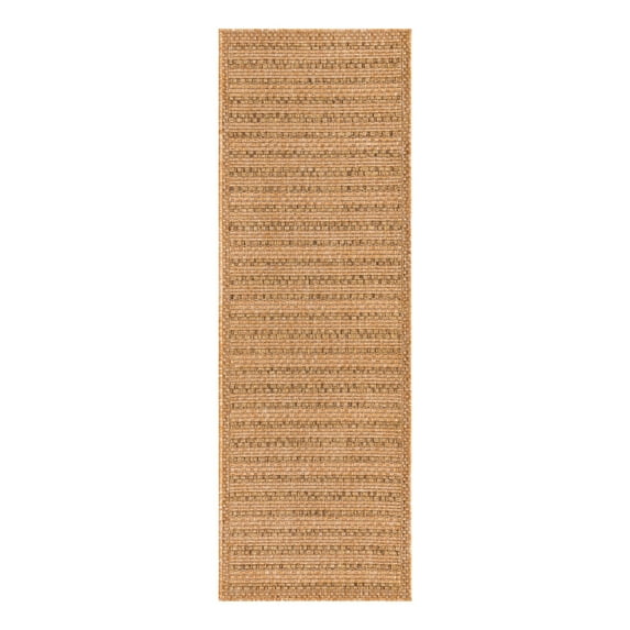 Unique Loom Outdoor Border Collection Area Rug - Checkered (2' 2" x 6' 1" Runner Light Brown)