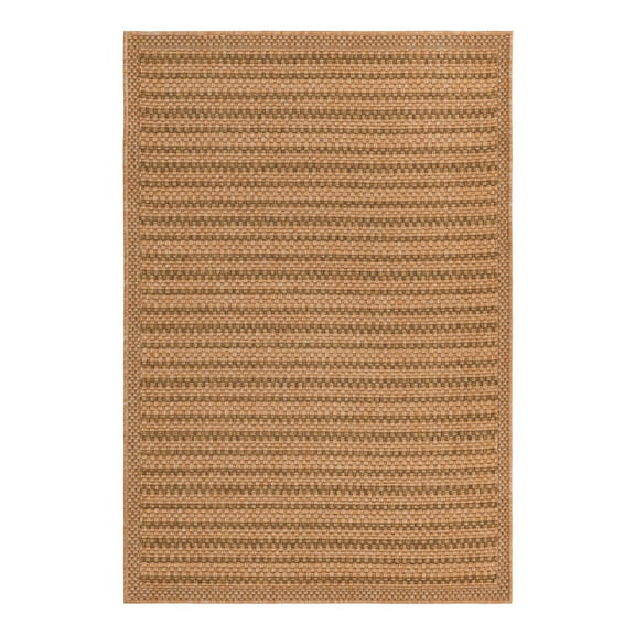 Unique Loom Outdoor Border Collection Area Rug - Checkered (4' x 6' Rectangle Light Brown)