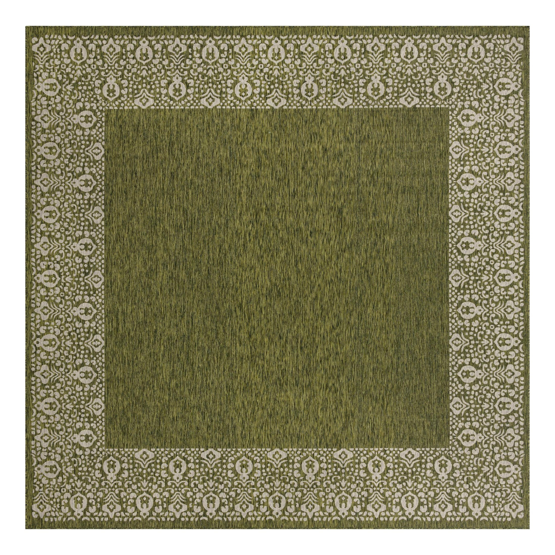 Unique Loom Outdoor Border Collection Area Rug - Floral Border (13 ...