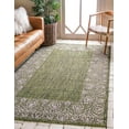 thumbnail image 1 of Unique Loom Outdoor Border Collection Area Rug - Floral Border (4' 1" x 6' 1" Rectangle Green/Ivory), 1 of 7