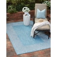 thumbnail image 1 of Unique Loom Outdoor Border Collection Area Rug - Floral Border (5' 1" x 8' Rectangle Aqua/Ivory), 1 of 7