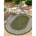 thumbnail image 1 of Unique Loom Outdoor Border Collection Area Rug - Floral Border (7' 10" x 10' Oval Green/Ivory), 1 of 7