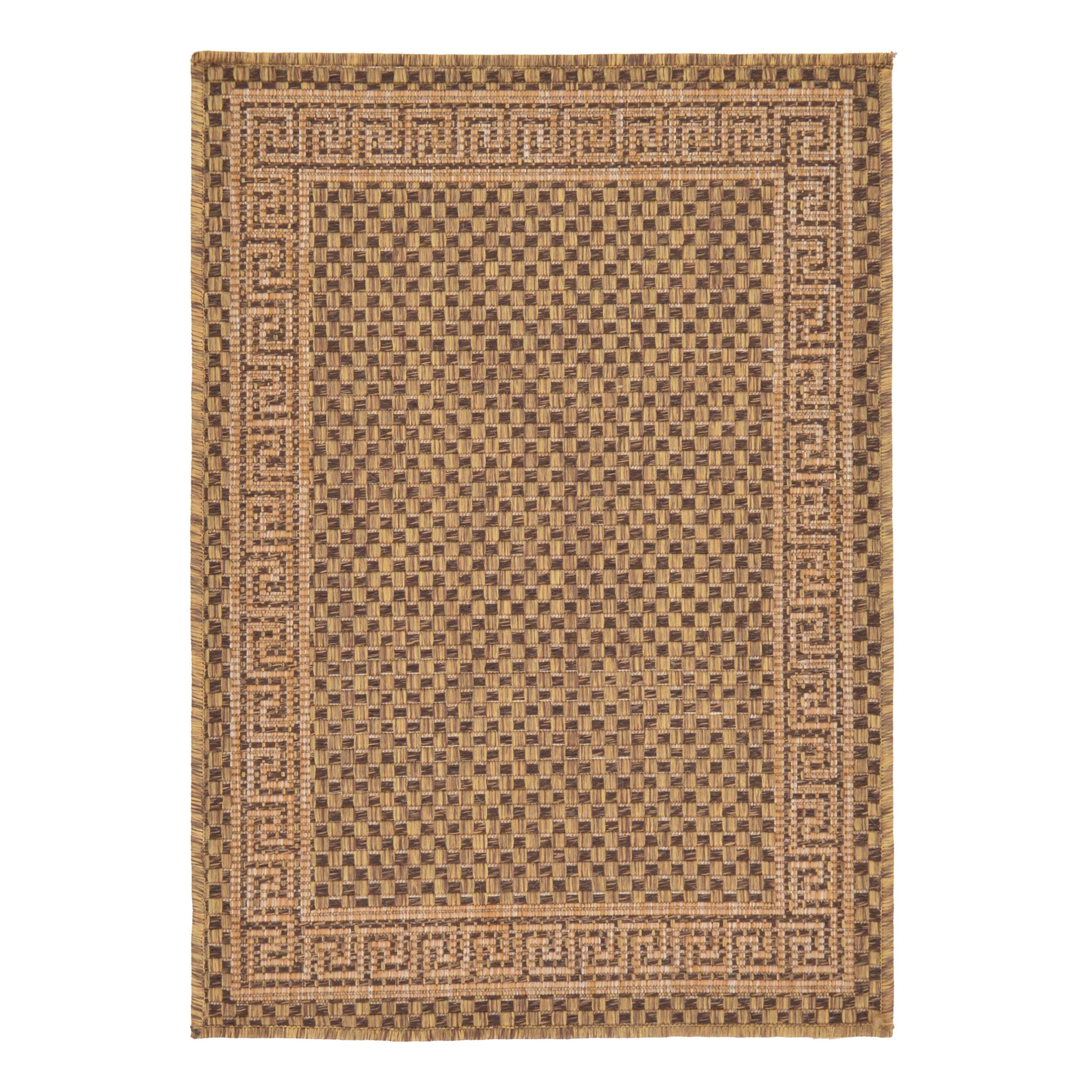 Brown Rectangular Stain-Resistant Outdoor Rug