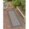 thumbnail image 1 of Unique Loom Outdoor Border Collection Area Rug - Greek Key (2' x 6' 1" Runner Gray/Black), 1 of 7
