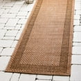 thumbnail image 1 of Unique Loom Outdoor Border Collection Area Rug - Greek Key (2' x 6' 1" Runner Light Brown/Tan), 1 of 10