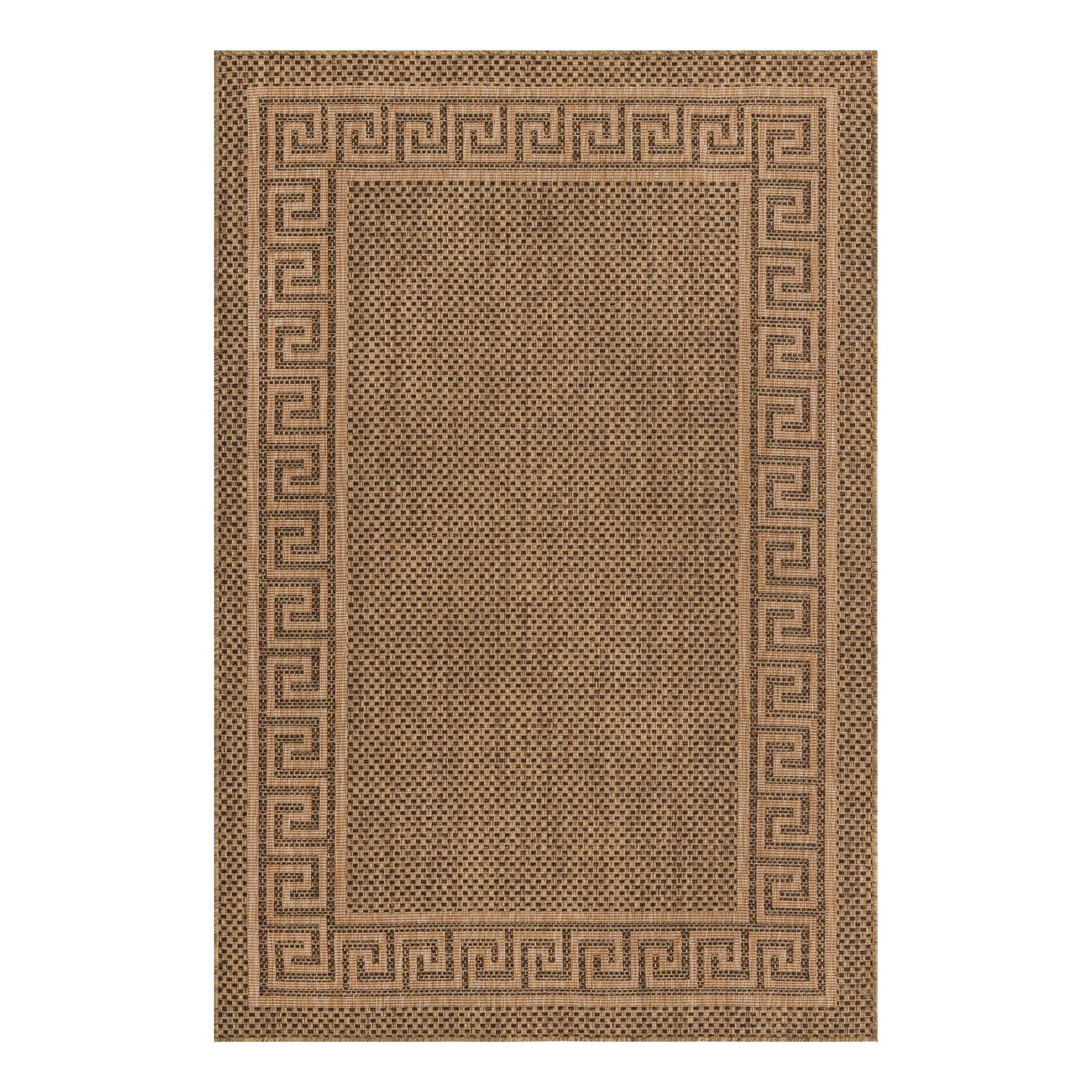 Brown Rectangular Stain-Resistant Synthetic Outdoor Rug