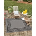 thumbnail image 1 of Unique Loom Outdoor Border Collection Area Rug - Greek Key (6' 1" Square Gray/Black), 1 of 7