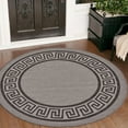 thumbnail image 1 of Unique Loom Outdoor Border Collection Area Rug - Greek Key (6' Round Gray/Black), 1 of 12