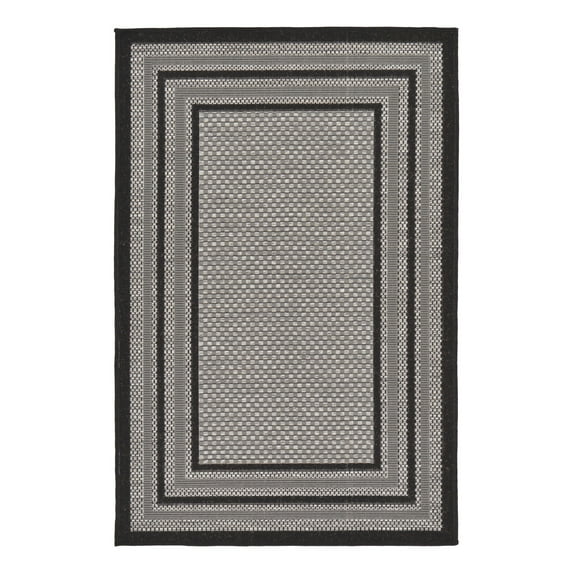 Unique Loom Outdoor Border Collection Area Rug - Multi Border (3' 3" x 5' Rectangle Gray/Black)
