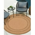 thumbnail image 1 of Unique Loom Outdoor Border Collection Area Rug - Multi Border (6' 1" Round Tan/Light Brown), 1 of 6