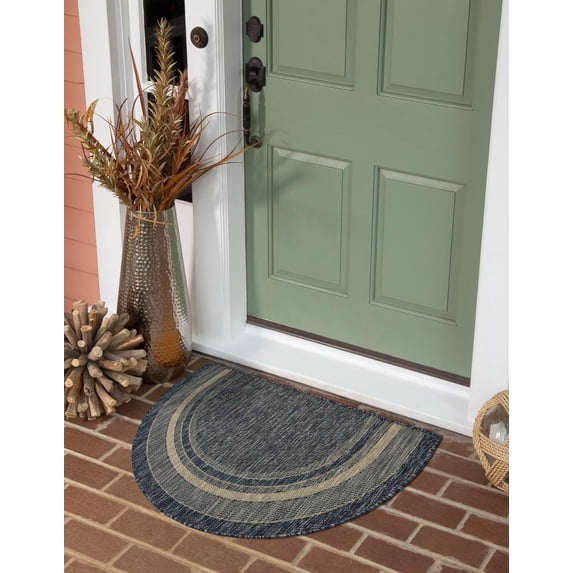 Unique Loom Outdoor Border Collection Area Rug - Soft Border (2' 2" x 3' 7" Hearth Blue/Ivory)