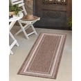 thumbnail image 1 of Unique Loom Outdoor Border Collection Area Rug - Soft Border (2' 7" x 10' Runner Brown/Ivory), 1 of 6