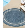 thumbnail image 1 of Unique Loom Outdoor Border Collection Area Rug - Soft Border (4' Round Blue/Ivory), 1 of 7